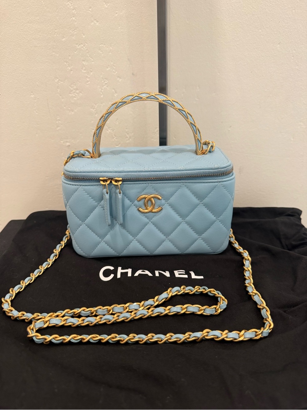 Chanel Lambskin Metal Twist Small Top Handle Vanity bag